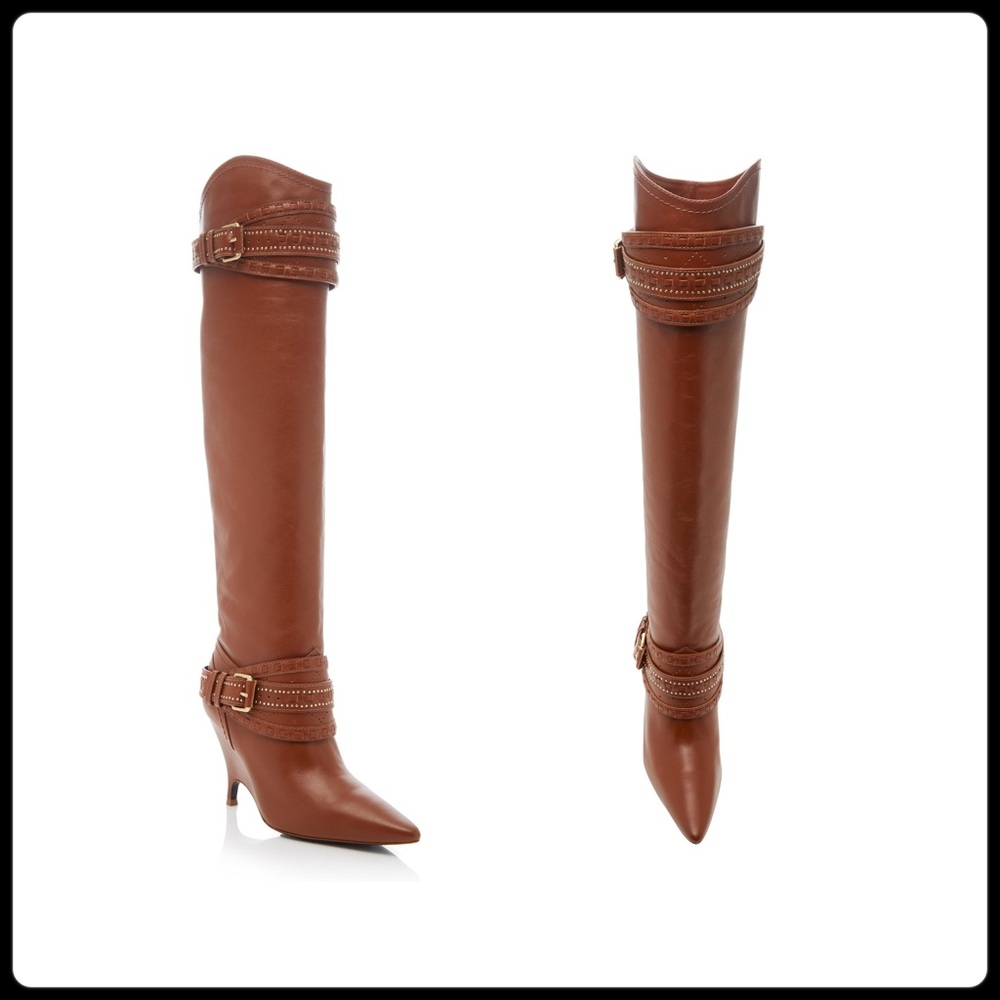 Zimmermann Slouch Knee Boot | Cognac /Brown Leather Wedge Point/ Brand N…